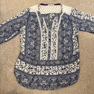 Blue and White Women's Top